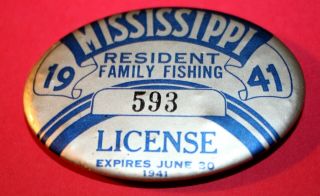 1941 MISSISSIPPI RESIDENT FISHING LICENSE & RECEIPT - 593 CLARKSDALE? 2