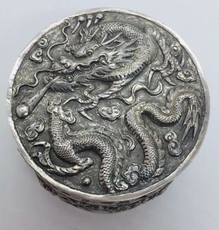 Chinese Antique Sterling Silver Ornate Dragon Box 2