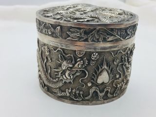 Chinese Antique Sterling Silver Ornate Dragon Box 3
