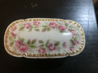 Antique CH FIELD HAVILAND LIMOGES Porcelain Match Safe Holder Box Floral Vintage 2