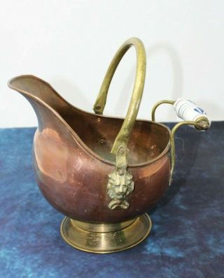 Vintage Copper Brass Small Coal Scuttle Made In Holland