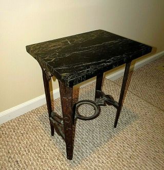 Unusual 1920 Art Deco Cast Iron Bronze Monkey Smoking Stand Humidor Side Table