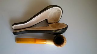 Vintage Meerschaum Tobacco Pipe With Origional Leather Case