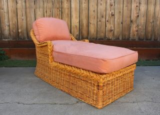 Michael Taylor Style Vintage Rattan/wicker Chaise Lounge
