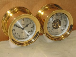 Chelsea Ships Bell Clock/barometer Boston Model 4 1/2 " Dials 1986 Restored