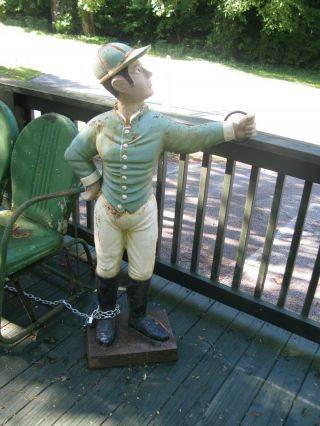 Antique Cast Iron Lawn Jockey Huge 51 " Driveway Figure Old Orig Htf Pick Up Only