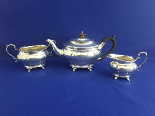 Elegant Quality Art Nouveau H/m Sterling Silver Tea Set Harrods Ldn 1912 1104g