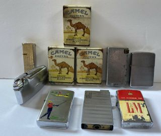 10 Vintage Lighters Collectible Lighters Camel L&m Ronson Zippo And More