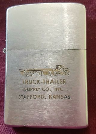 Vintage Zippo Lighter With Great Advertising 1964 Trucking Supply Stafford,  Ks