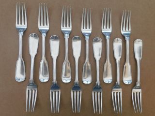 12 Coin Silver Dinner Forks Fiddle & Thread Marquand & Co Nyc 1836 1078 Grams