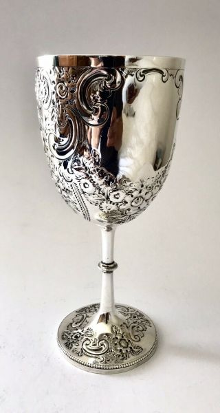 Impressive Extra Large Solid Silver Wine Goblet Chalice Victorian Heavy 404g
