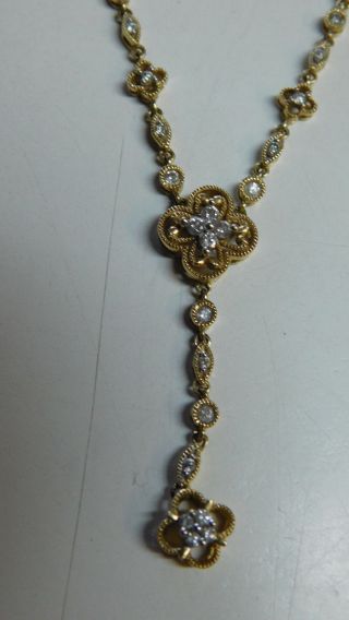 Diamond Necklace Vintage In 14k Solid Yellow Gold 3/4 Carat Diamond