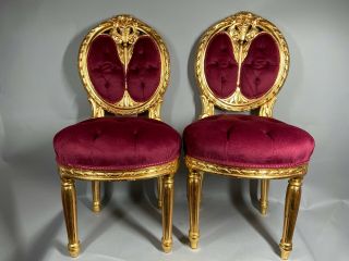 Two Antique Chairs In French Louis Xvi Style.  A Pair.  Worldwide
