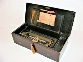 " Antique Mahogany 8 - Air Cylinder Music Box By " Charles Paillard " C1800 "