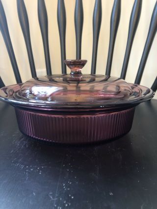 Vintage Corning Ware Cranberry Visions Casserole Dish & Lid V 31 B 1 Qt.