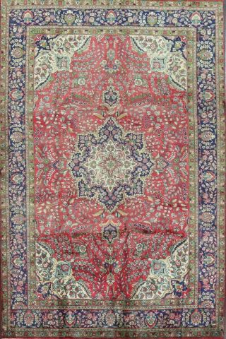 Vintage Classic Tebriz Floral Area Rug Wool Hand - Knotted Oriental Carpet 7 
