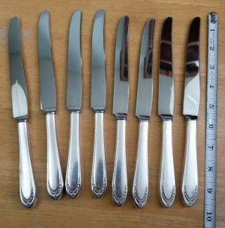 8 Vintage 1936 Lovelace Pattern French Hollow Handle Dinner Knives