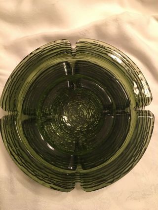 Set Of 3 Vintage Round Green Glass Ashtrays