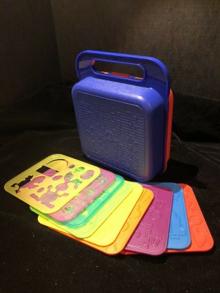 Vintage Tupperware Tuppertoy Stencils And Carry Case - Rare Color - Very