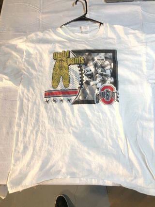 Ohio State Gold Pants Shirt Vintage Double Sided XL.  Shippig 2