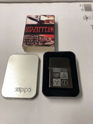 Limited 2003 Led Zeppelin Logo Zippo Lighter - Black Ice Color.  Box.  Os