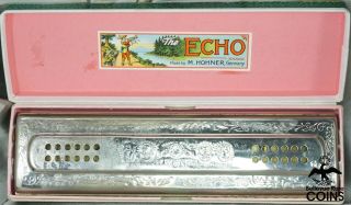 Echo Harp Harmonica Germany M.  Hohner 57/120 M C/g Vintage W/box 1 - 027.  041 - 99