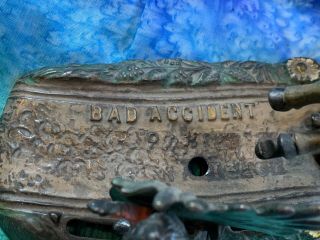 Antique Cast Iron J & E Stevens Bad Accident Black Americana Mechanical Bank 3