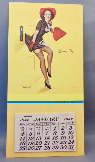 Vintage Gil Elvgren Sexy Pin - Up Calendar 1942 “going Up”