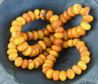 Natural Baltic Amber Antique Butterscotch Egg Yolk Beads Necklace 80.  5 G 波羅的海琥珀