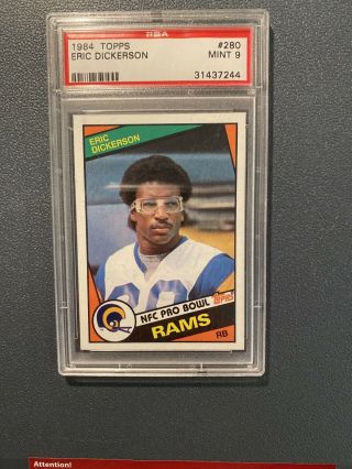 Eric Dickerson 1984 Topps 280 Rc Rookie Card Los Angeles Rams Psa 9