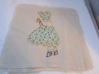 6 Handmade Girl With Flowers Quilt Vintage Squares 11 " By 11 " Estate