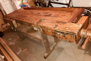 Vintage French Country - Style Workbench,  Woodworking Or Period Piece (chicago Il)
