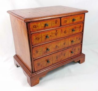 ANTIQUE GEORGIAN STYLE OYSTER CUT VENEER APPRENTICE PIECE CHEST OF DRAWERS 2