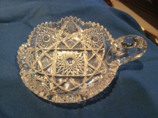 Vintage Cut Glass Candy Dish With Handle