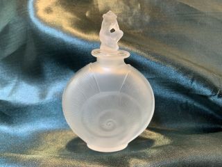Antique Lalique Frosted Glass Perfume Bottle Stopper Knelling Lady Top Signed