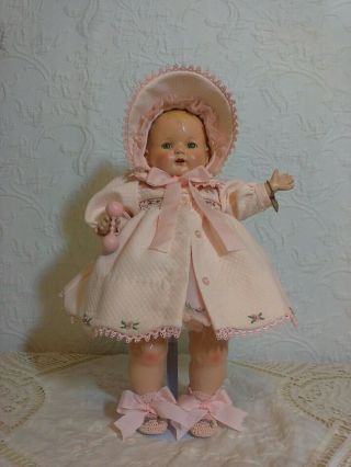 Vintage Effanbee Composition & Cloth 17 " Baby Evelyn Doll Very Rare
