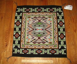 Vintage American Indian Navajo Teec Nos Pos Rug Blanket Elverna Vanwinkle 23 "