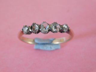 Old Cut Diamonds - Antique 15ct Gold Five Stone Diamond Ring
