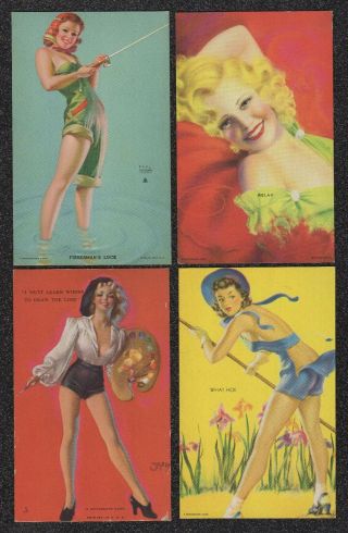 Lqqk 4 Vintage 1940s Risque Mutoscope Pin - Up Arcade Cards 11
