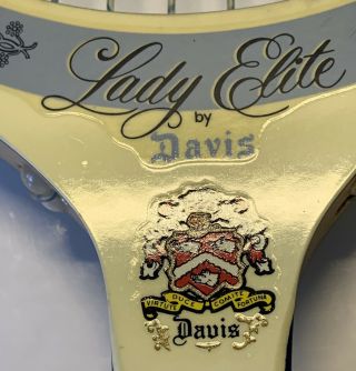 Vintage TAD Lady Elite by Davis Wood Tennis Racquet w/ Zip Cover 3L 3