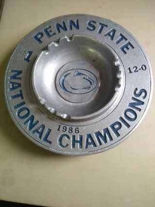 Ncaa Vintage Penn State 1986 National Champions Pewter Ashtray Extremely Rare