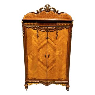 Antique Victorian Heavily Carved Burl Walnut Cedar Lined Armoire Wardrobe 2