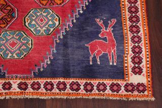 Vintage Tribal Geometric Deer Animal Design Abadeh Area Rug Wool 5 
