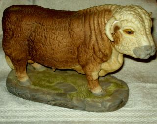 Vintage Large 10 " Hereford Bull Porcelain Figurine By Price Made In Taiwan