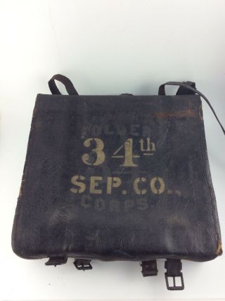 Antique Civil War Era Backpack 34th Separate Co.  Id 
