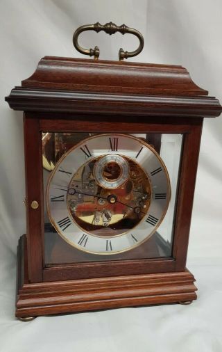 Fine Hermle Musical Bells Glass Sided Mahogany Bracket Clock