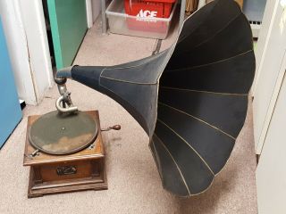 Antique Circa 1905 Victor Victrola VIC - II Phonograph w/Flower Horn 2