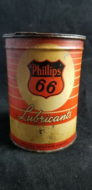 Vintage Phillips66 Multi Purpose Greasecan " Philube L - 1 " Metal Advertising Can 49