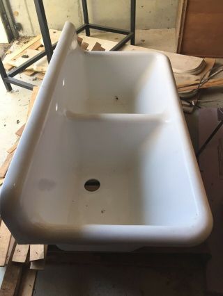 Vintage Cast Iron Deep Double Bowl Double Drain Board Sink Vintage Plumbing