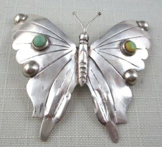 Vintage Sterling Silver 925 Butterfly Brooch Pin Signed Fm Mexico Turquoise